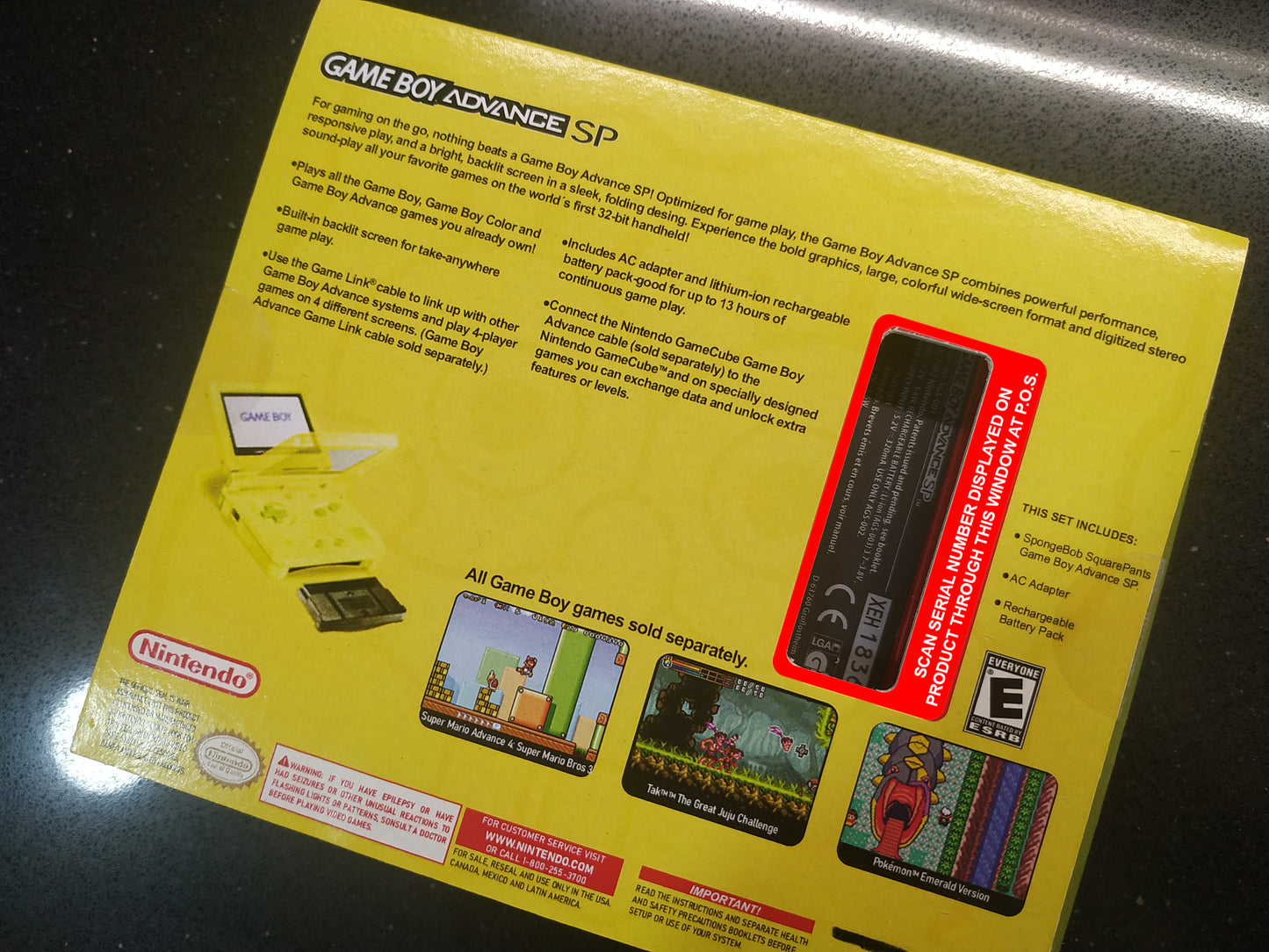 Caja Edición Especial Bob Esponja GBA SP