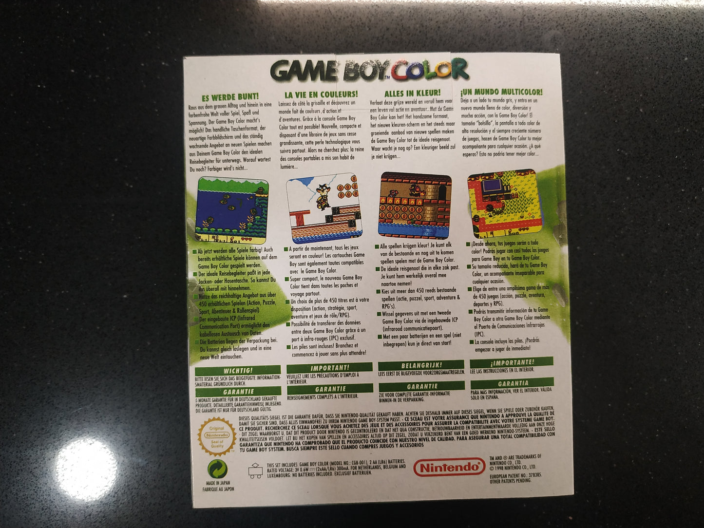 Caja Game Boy Color Verde Lima
