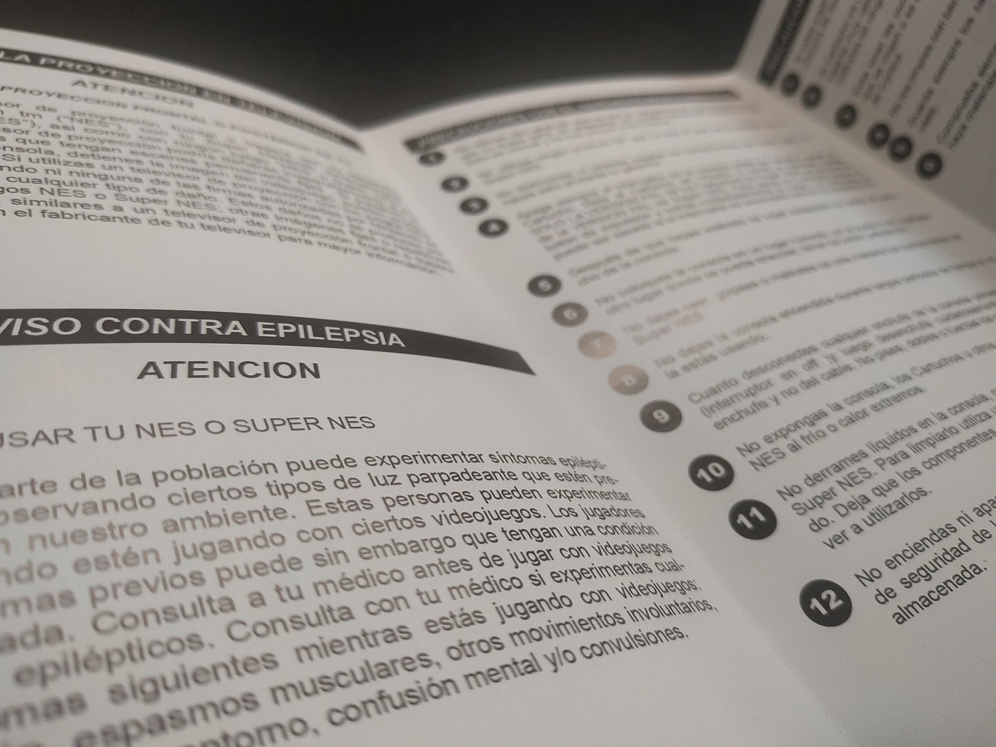 Manual de reemplazo de Información al Consumidor y Precauciones SNES