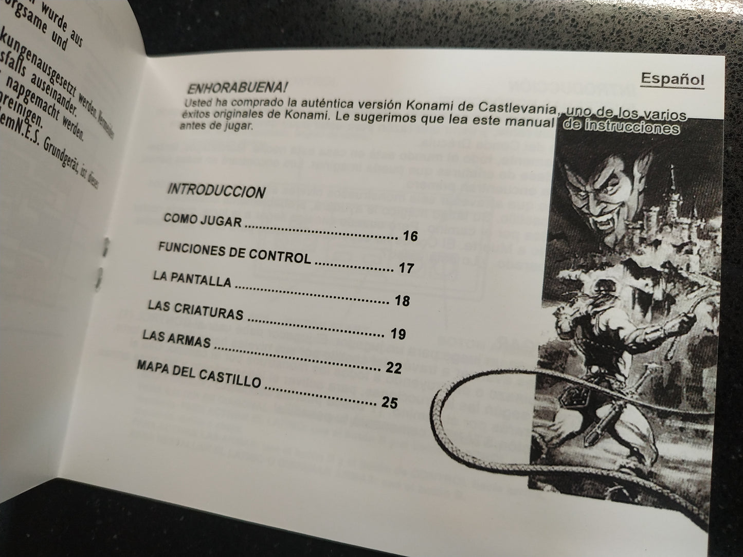 Manual de reemplazo Castlevania