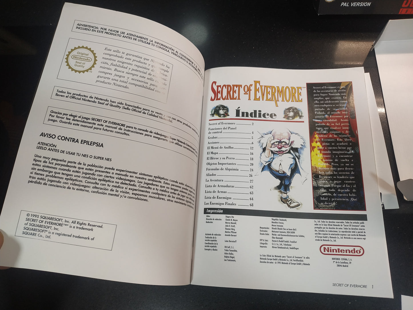 Libro de Pistas Secret of Evermore