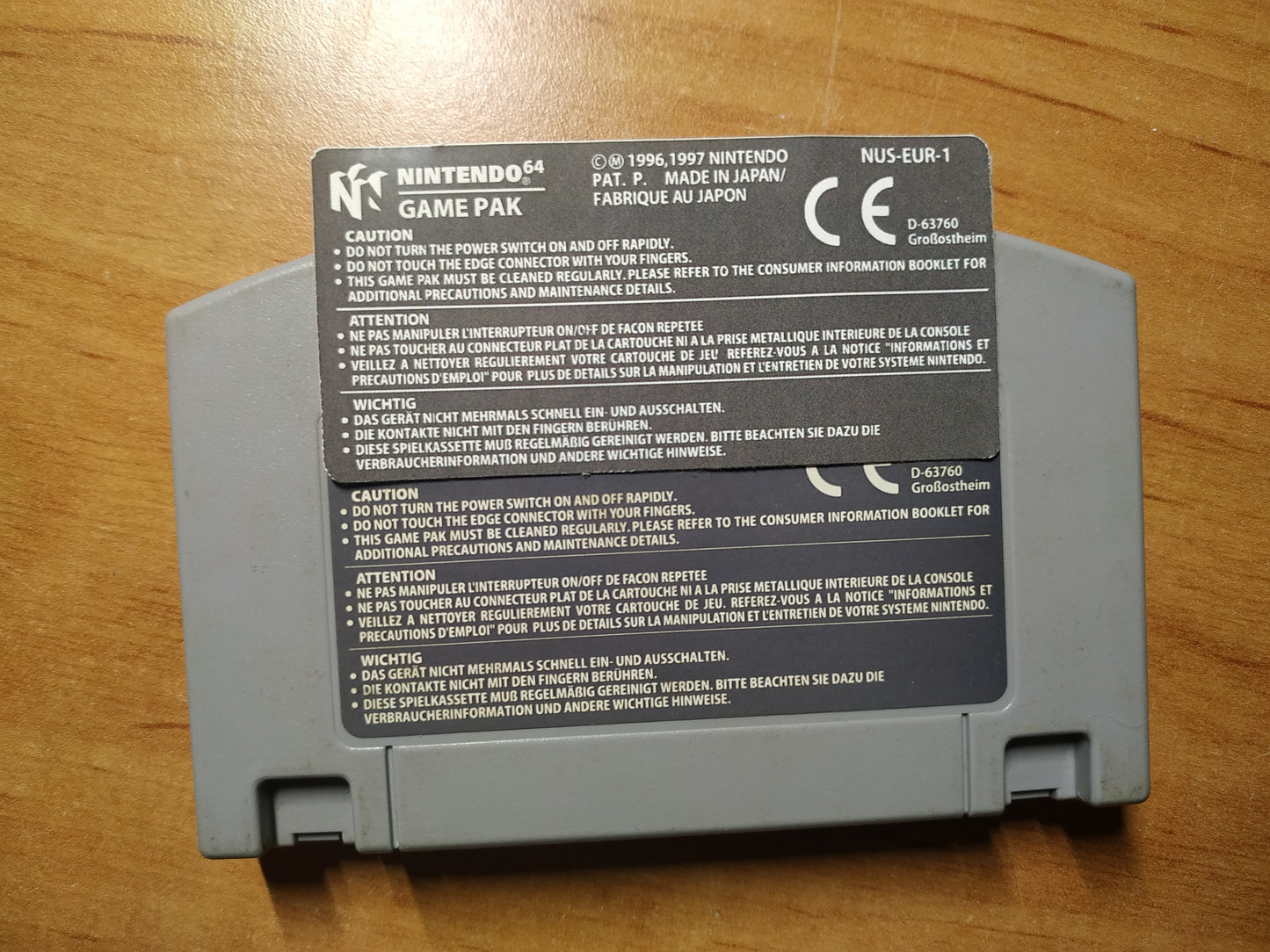 Pegatina trasera cartuchos N64