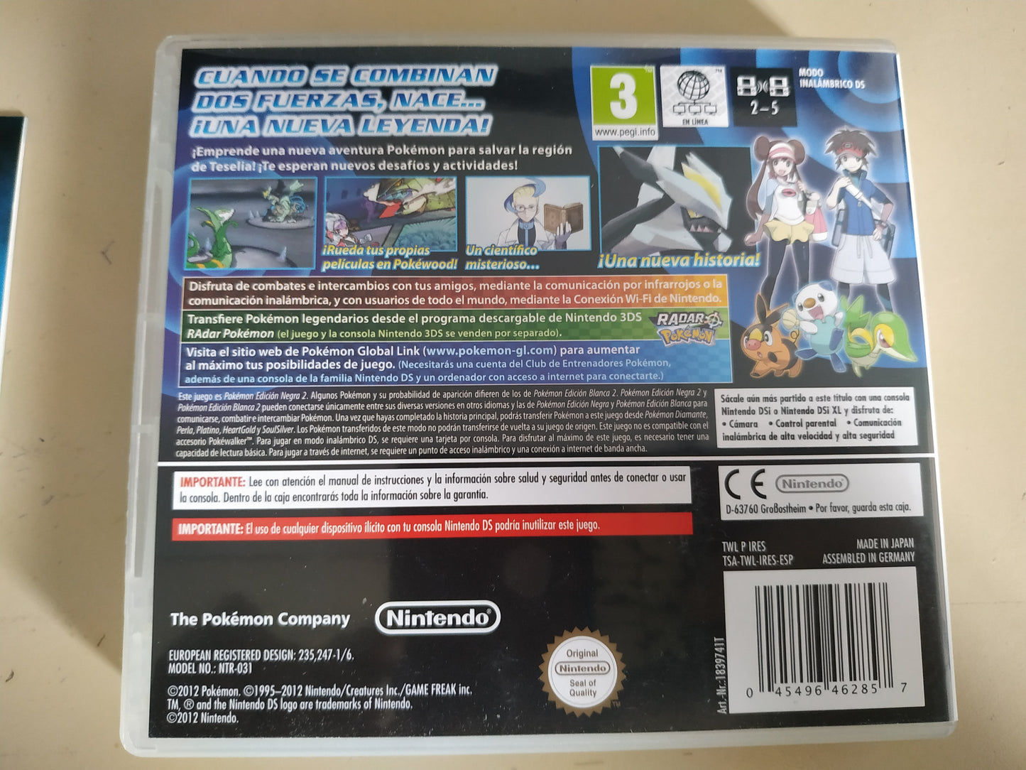 Caja de reemplazo Pokémon Edición Negra 2