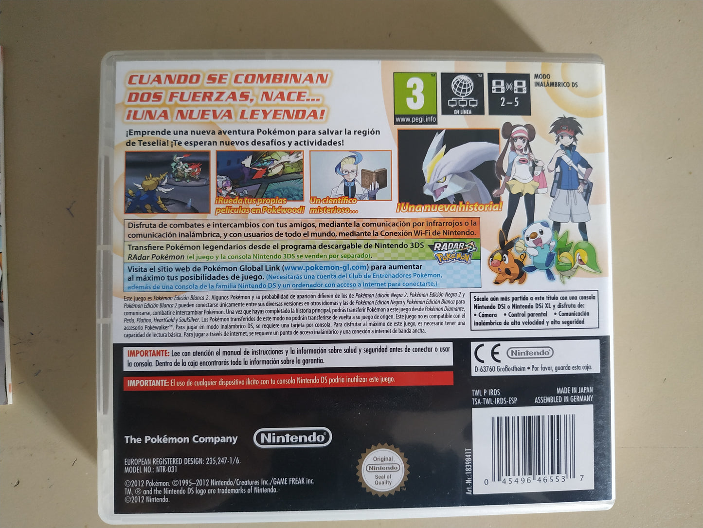 Caja de reemplazo Pokémon Edición Blanca 2