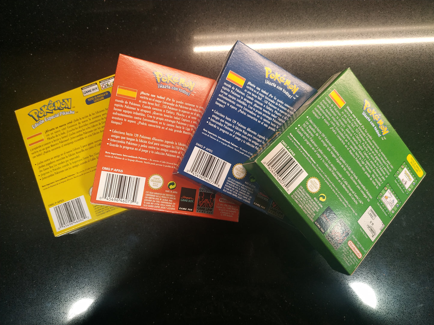 Pack 4 Cajas Pokémon (Rojo, Azul, Amarillo y Verde)