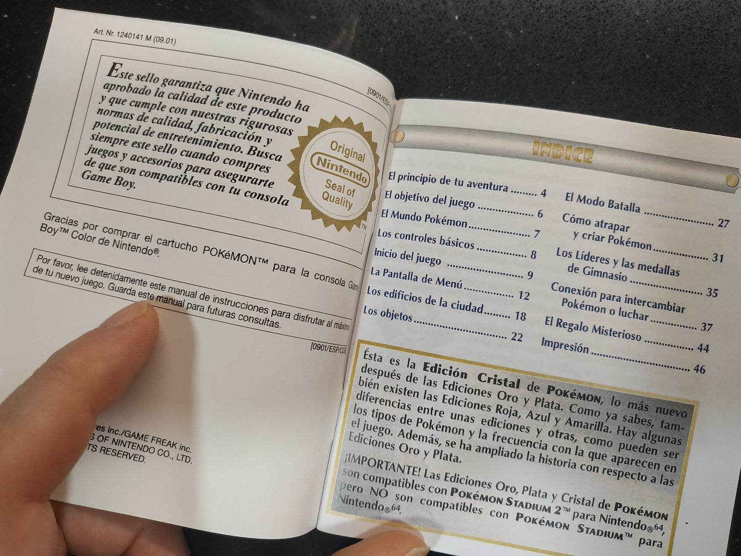 Manual de reemplazo Pokémon Cristal