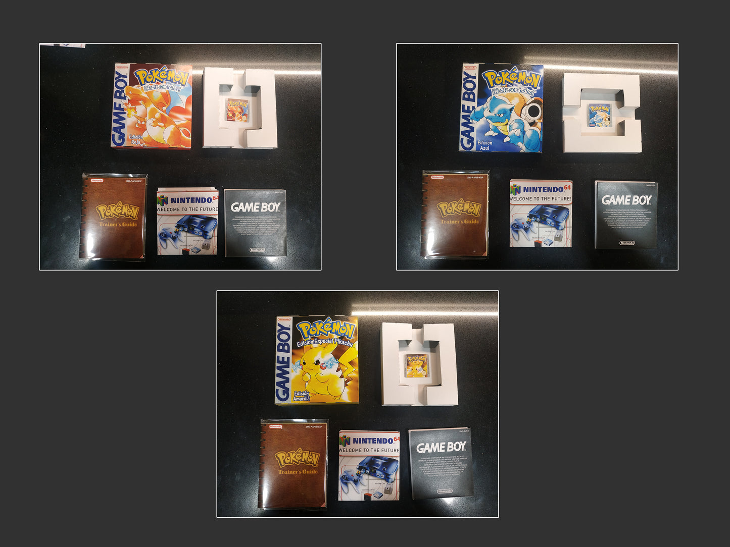 Pack 3 Cajas Pokémon (Rojo, Azul y Amarillo)