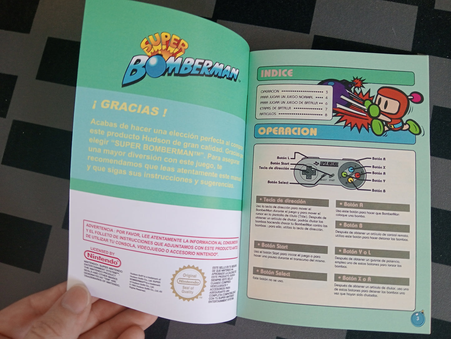 Manual de reemplazo Super Bomberman