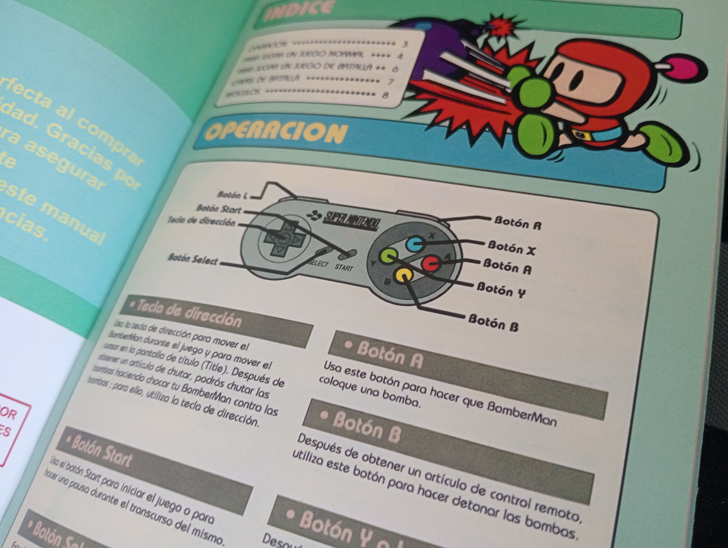 Manual de reemplazo Super Bomberman