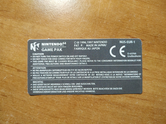 Pegatina trasera cartuchos N64